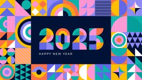 A colourful - almost psychedelic - geometric-inspired piece of artwork with the numbers 2025 in the middle. It's a new year related piece of art.