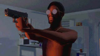 Apartment Story official screenshot in low-poly style showing the main character pointing a gun off screen