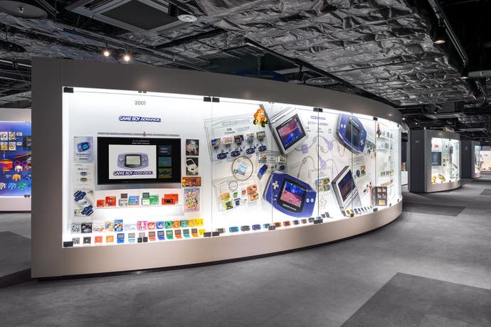 The rear side of the GBA exhibit in the Nintendo Museum.