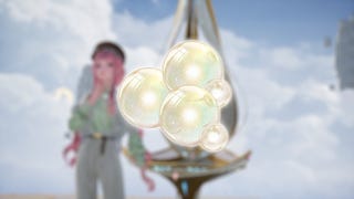 Shiny Bubbles on a blurred background of Nikki at the Realm of Escalation in Infinity Nikki.