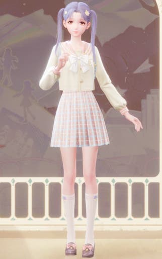 Nikki in the School Days outfit in Infinity Nikki.