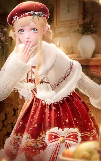 Nikki wearing the Snowy Encounter outfit in Infinity Nikki.