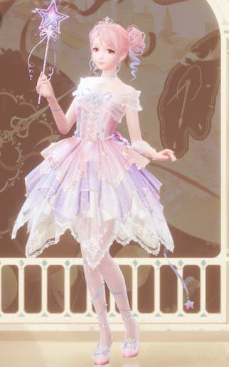 Nikki in the Starlit Celebration outfit in Infinity Nikki.