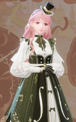 Nikki wearing the Symphony of Strings outfit in Infinity Nikki.