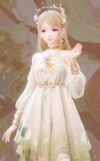 Nikki wearing the Wind of Purity outfit in Infinity Nikki.