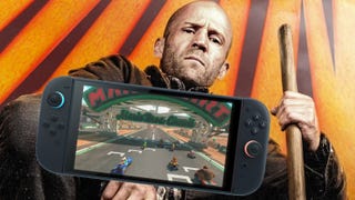 Jason Statham, the actor, in front of a Switch 2