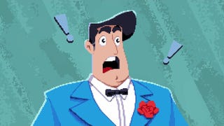 A man in a blue tuxedo lets out a gasp of shock in Loco Motive.