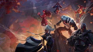 Marvel Rivals official artwork showing several heroes, such as Magneto, Venom, and Storm, against a leafy background.