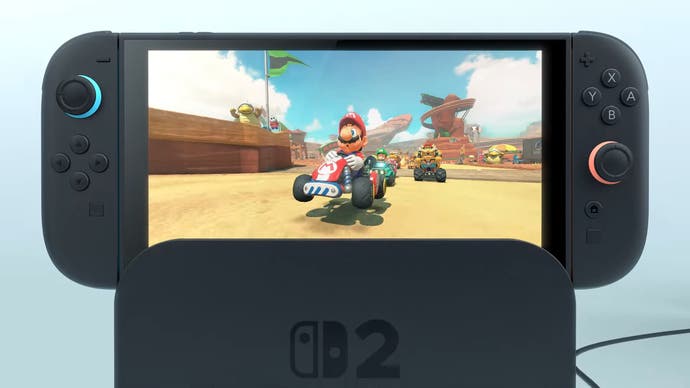 Switch 2 playing a new Mario Kart game.