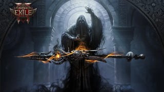 Artwork of Path of Exile 2 showing cloaked figure behind a hovering golden staff