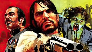 red dead redemption key art showing arthur morgan, a moustache-wielder and a zombie