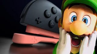 switch 2 joy-con with Luigi looking shocked