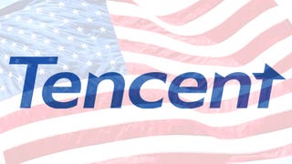 Tencent logo on a US flag.